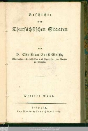 Bd. 3: Geschichte der Chursächsischen Staaten