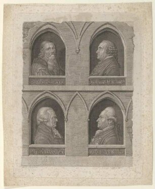 Bildnis des Jo. Amos Comenius, des Jo. Bernh. Basedow, des Chr. Felix Weiße, des Fr. Eberh. v. Rochow