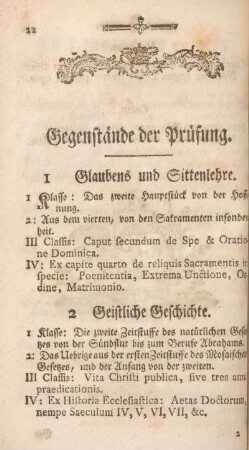 Gegenstände der Prüfung.