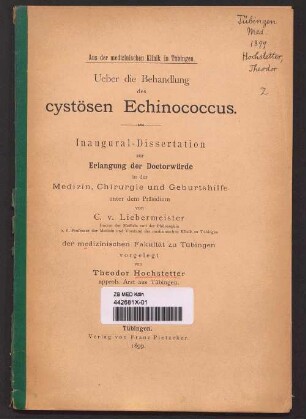 Ueber die Behandlung des cystösen Echinococcus