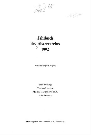 68.1992: Jahrbuch des Alstervereins e. V