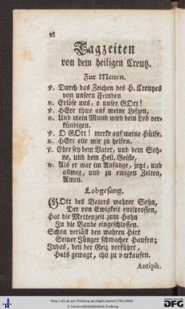 Tagzeiten von dem heiligen Creutz.