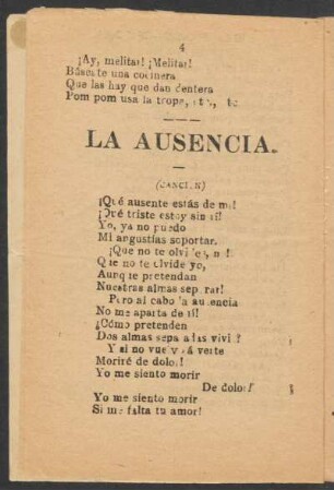 La ausencia. : (Canción)
