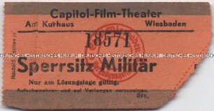 Eintrittskarte für einen Militärangehörigen ins Kino Capitol-Film-Theater Wiesbaden