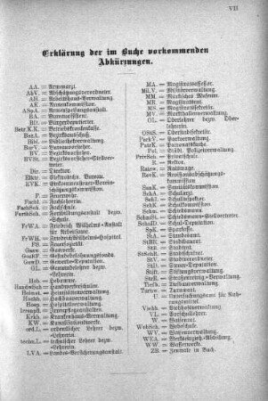 Erklärung der im Buche vorkommenden Abkürzungen