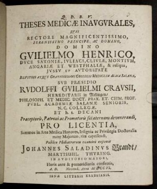 Theses Medicæ Inaugurales