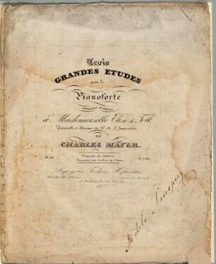 Trois grandes etudes pour le pianoforte : oe. 61