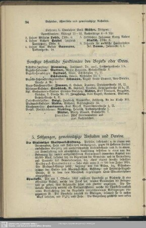 Stiftungen, gemeinnützige Anstalten und Vereine