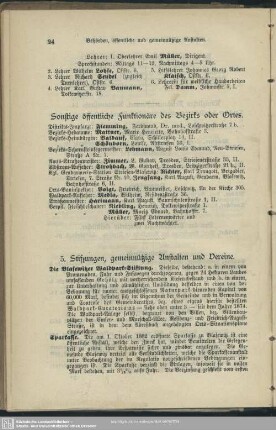 Stiftungen, gemeinnützige Anstalten und Vereine