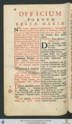 Officium Parvum Beatae Mariae.