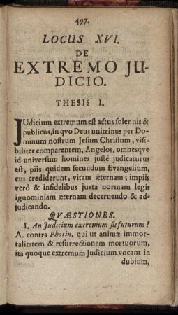 Locus XVI. De Extremo Judicio.