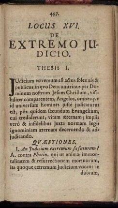 Locus XVI. De Extremo Judicio.