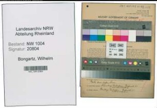 Entnazifizierung Wilhelm Bongartz , geb. 30.10.1892 (Schlosser)