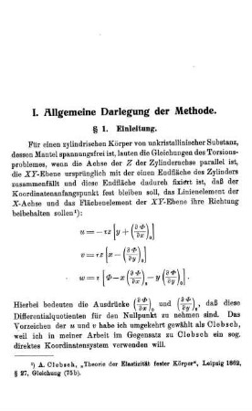 I. Allgemeine Darlegung der Methode