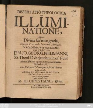 Dissertatio Theologica De Illuminatione