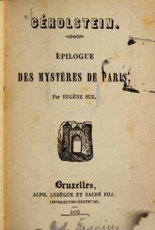 Gérolstein : Épilogue des Mystères de Paris