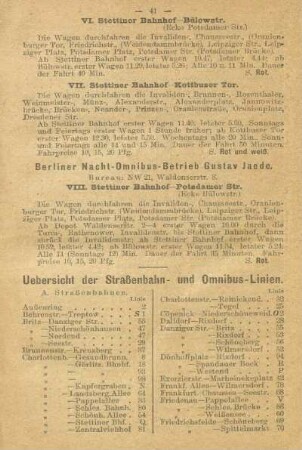 Uebersicht der Straßenbahn- und Omnibus-Linien