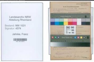 Entnazifizierung Franz Jahnke , geb. 01.10.1889 (Zollamtmann)