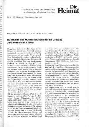 Münzfunde und Münzdatierungen bei der Grabung Johanneskloster, Lübeck
