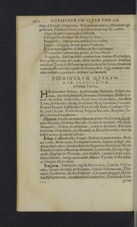 Foeminarum quarundam illustrium nomina. Uxores.
