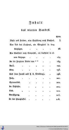 Inhalt des vierten Bandes