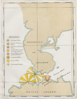 [Chart of China coast, showing position of lights and limits of customs districts]