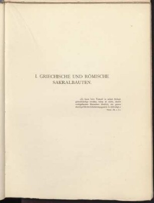 I. Griechische und römische Sakralbauten.