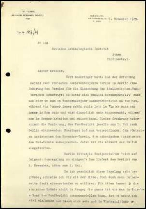 Sogenannter Vasilakis an W. Kraiker