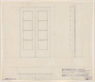 Haus des Rundfunks, Berlin-Charlottenburg: BEWAG-Kellerräume, Tür, Aufriss, Schnitt, Grundriss 1:10