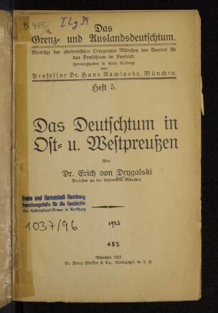 Das Deutschtum in Ost- und Westpreußen