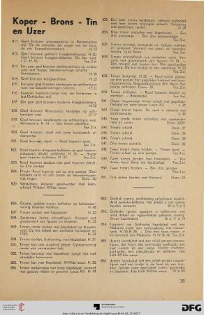 Koper – Brons – Tin en Ijzer (Nr. 811-856)