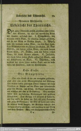 Vierter Abschnitt. Uebersicht des Thierreichs