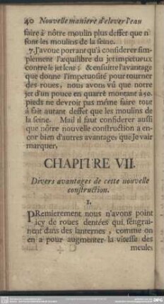 Chapitre VII. Divers avantages de cette nouvelle construction