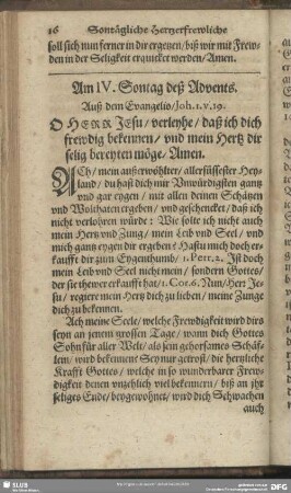 Am IV. Sontag deß Advents