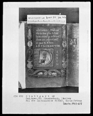 Lateinisches Stundenbuch (Franziskaner-Handschrift) — Gerahmte Initialseite, Folio 45verso
