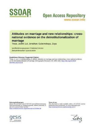 Attitudes on marriage and new relationships: cross-national evidence on the deinstitutionalization of marriage