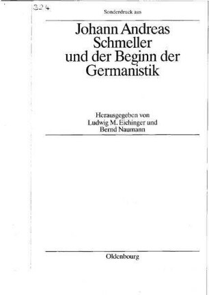 Von der Bedeutung der Mundarten. Ein weiterer Entwurf zum Vorwort von Schmellers Mundartgrammatik