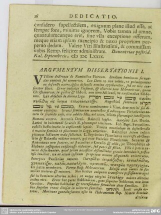 Argumentum Dissertationis I.
