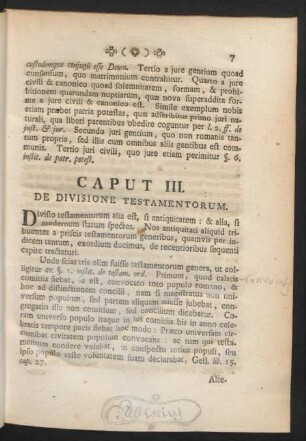 Caput III. De Divisione Testamentorum.