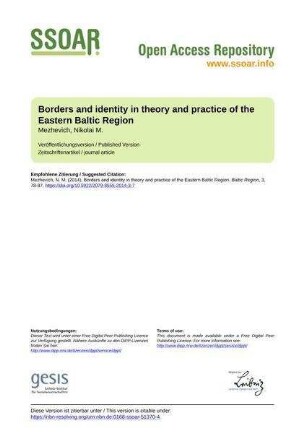 Borders and identity in theory and practice of the Eastern Baltic Region