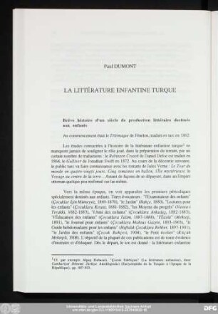 Paul Dumont La Littérature Enfantine Turque