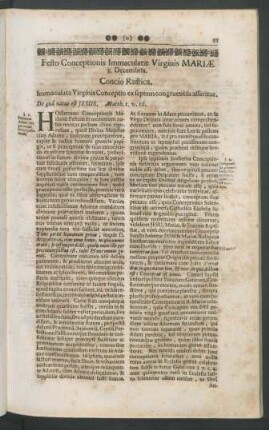 Festo Conceptionis Immaculatae Virginis Mariae 8. Decembris