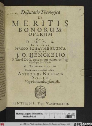 Disputatio Theologica De Meritis Bonorum Operum
