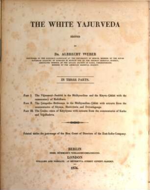 The White Yajurveda. 3, The Çrauta-sūtra of Kātyāyana