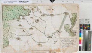 [Karte der Wasserläufe und Straßen bei Brauweiler mit Bell, Groß- und Klein-Königsdorf, Dansweiler, Glessen, Sinthern, Freimersdorf, Lövenich, Widdersdorf, Geyen, Pulheim; betr. insbes. den Pulheimer Damm bei Widdersdorf u. "die Bach" von Geyen nach Pulheim]. No. 32; I 24/28