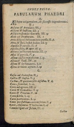 Index Prior. Fabularum Phaedri.
