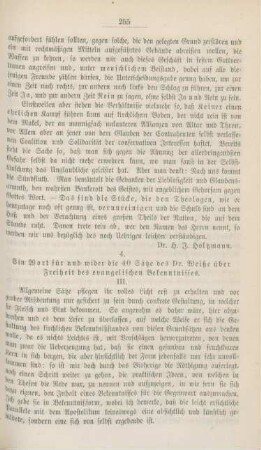 255-260 Ein Wort für und wider die vierzig Sätze des Herrn Dr. Weiße über Freiheit des evangelischen Bekenntnißstandes