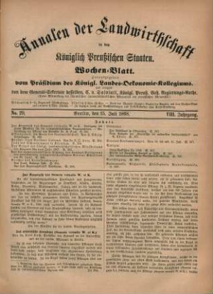 No. 29. Berlin, den 15. Juli 1868. VIII. Jahrgang.