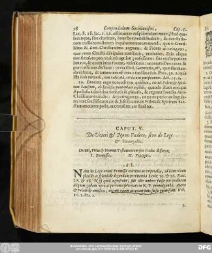 Caput. V. De Veteri & Novo Foedere; sive de Lege & Evangelio.
