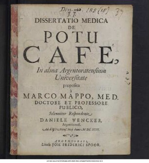 Dissertatio Medica De Potu Café